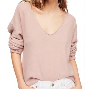Free People Blush V-Neck Sweater Wool and Yak blend size small
